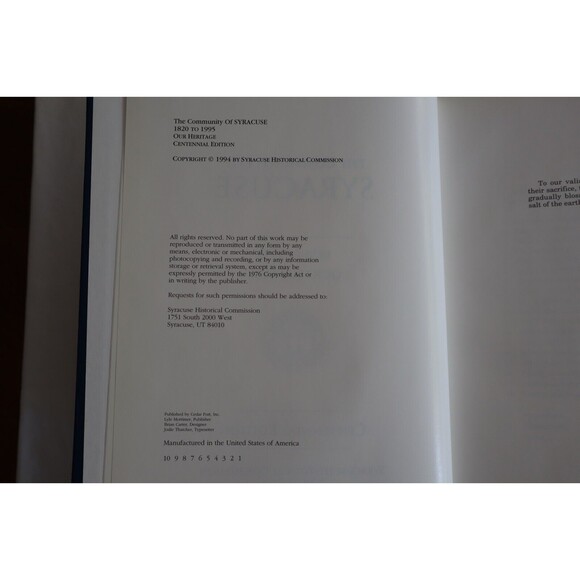 The Community of Syracuse 1820-1995 Our Heritage Centennial Edition (Utah) - Picture 10 of 16